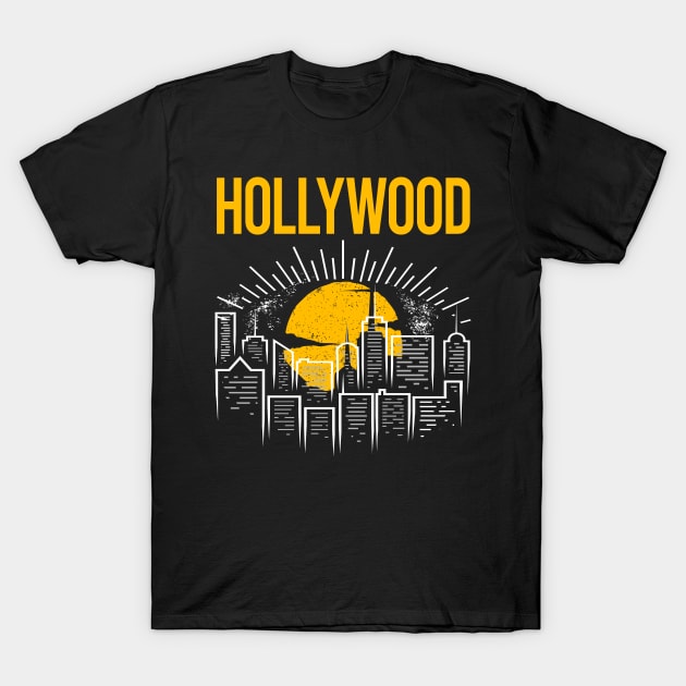 Yellow Moon Hollywood T-Shirt by flaskoverhand